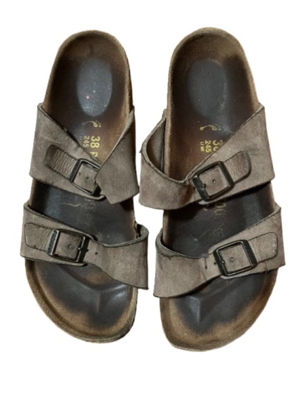 Birkenstock Double Strap Buckle Sandals in Taupe Size 7